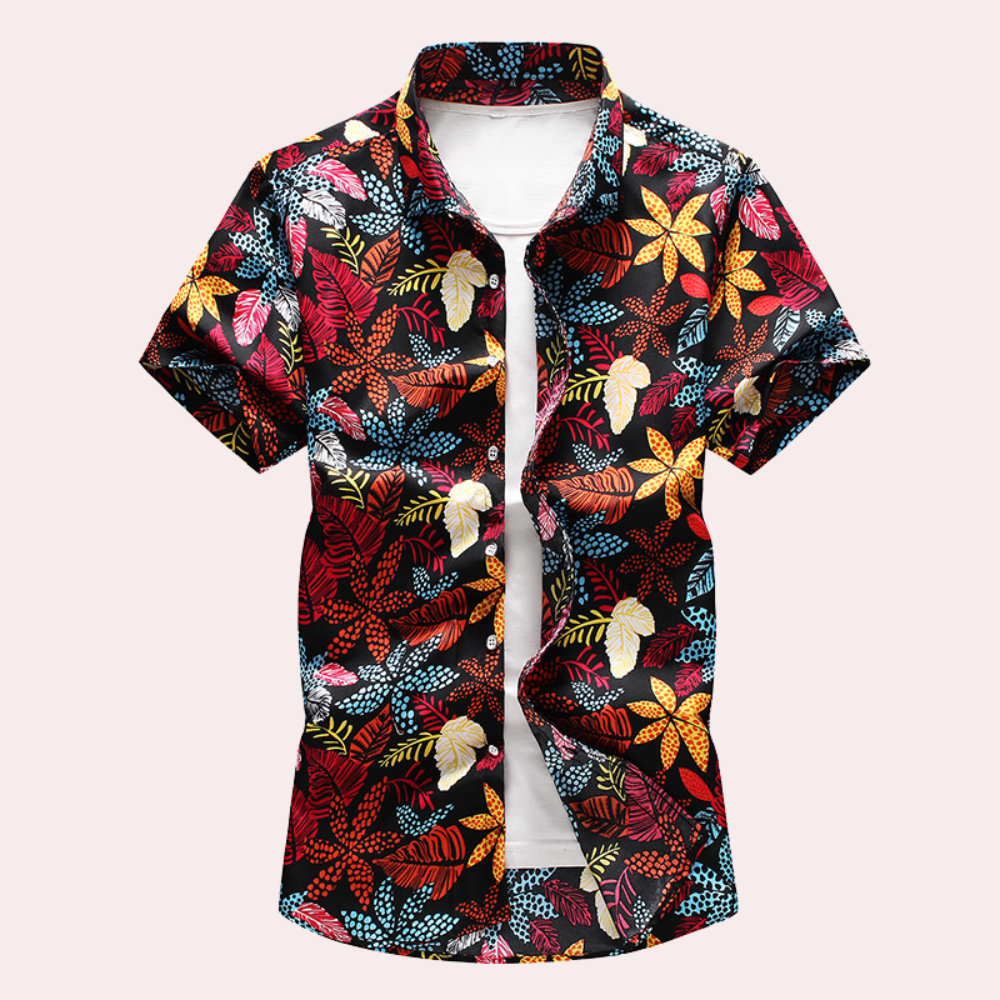 Hawaii Shirt - Short Sleeve - Button-Up - Summer Shirt - Men's Shirts-Men Summer Shirt-Chaps London-Black-M-Chaps London