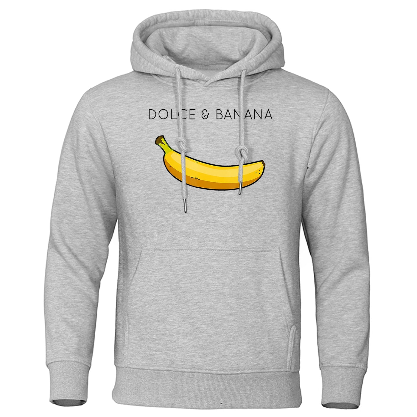Hoodie - Banana Print - Kangaroo Pocket - Pullover Hoodie - Men's Hoodies-Hoodies & Sweatshirts-Chaps London-Gray-S-Chaps London