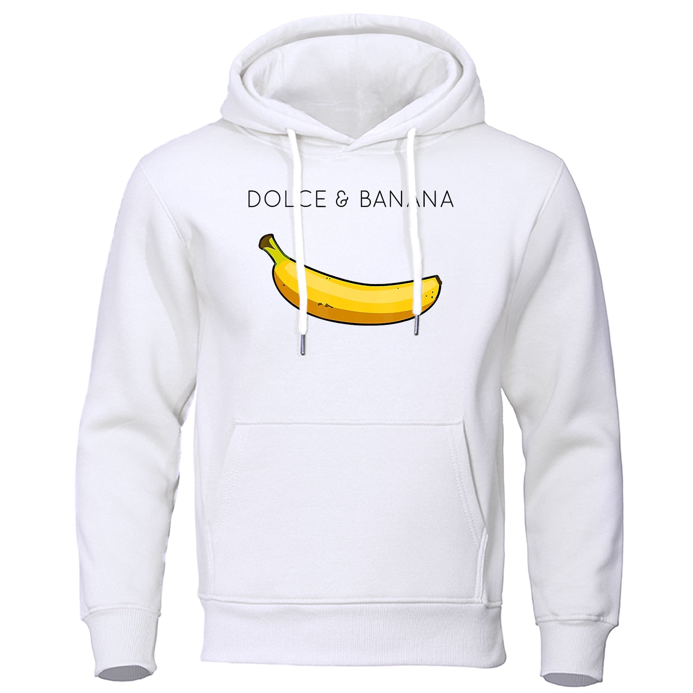 Hoodie - Banana Print - Kangaroo Pocket - Pullover Hoodie - Men's Hoodies-Hoodies & Sweatshirts-Chaps London-White-S-Chaps London