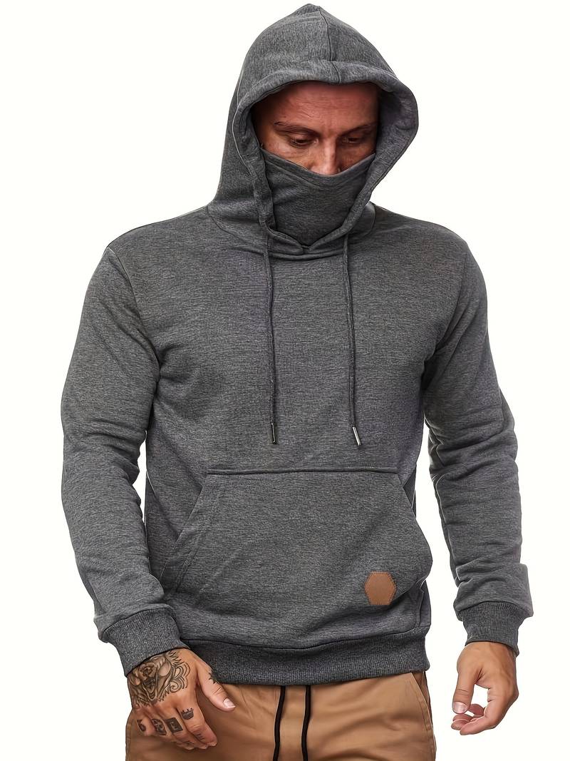 Hoodie with Face Mask - Pullover Pocket Men's Hoodie-Trui man-Chaps London-Dark Gray-S-Chaps London