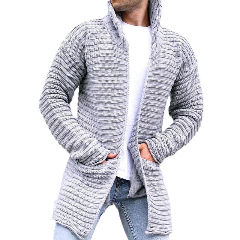 Knit Cardigan - Hooded - Open Front - Long Cardigan - Men's Cardigan-Coats & Jackets-Chaps London-Chaps London