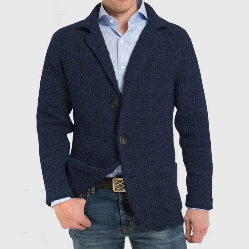 Knitted Cardigan - Men's Chunky Warm Button Up-Cardigans-Chaps London-Dark Blue-S-Chaps London