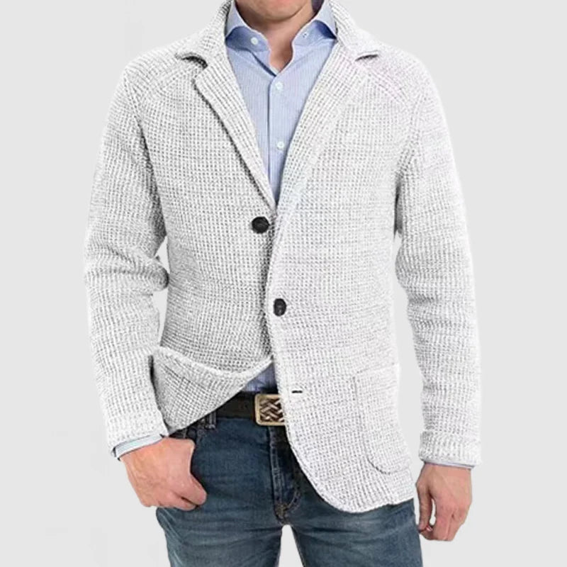 Knitted Cardigan - Men's Chunky Warm Button Up-Cardigans-Chaps London-White-S-Chaps London