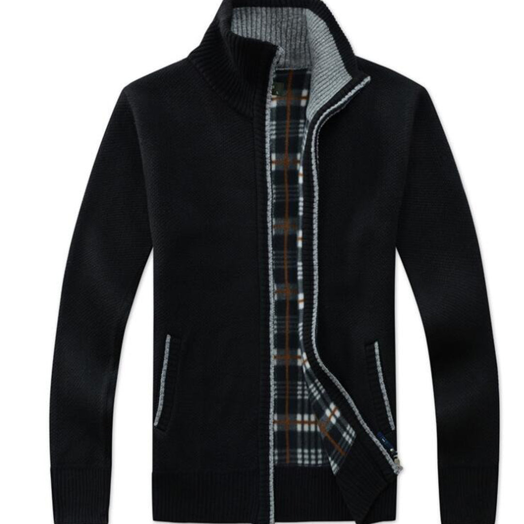 Knitted Cardigan - Men's Zip Up Standing Collar-Fashion Men Jacket Bomber Fall-Chaps London-Chaps London