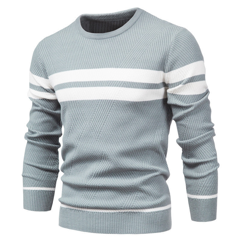 Knitted Jumper - Striped Round Neck Men's Jumper-Hoodies & Sweatshirts-Chaps London-Chaps London