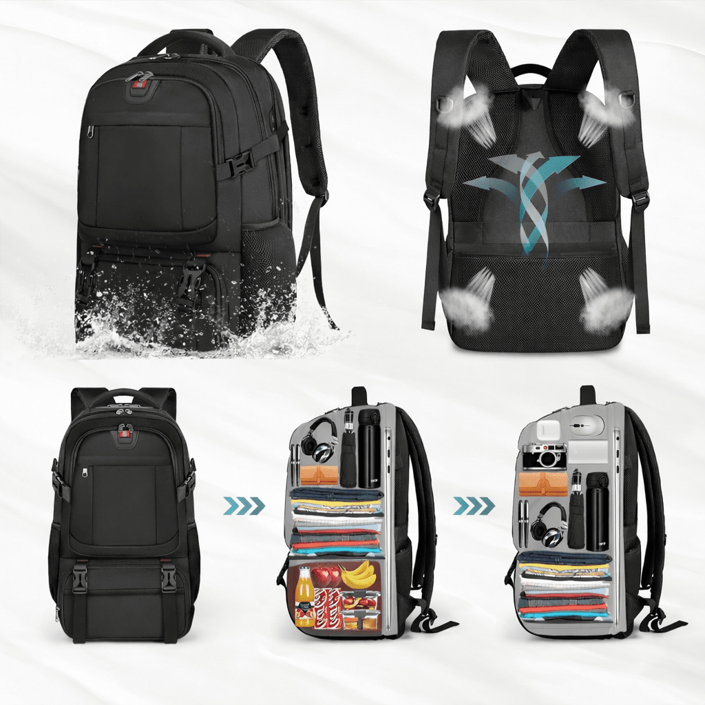 Laptop Travel Rucksack | Insulated Food Compartment | USB Port | 50L-Backpack-Chaps London-Chaps London