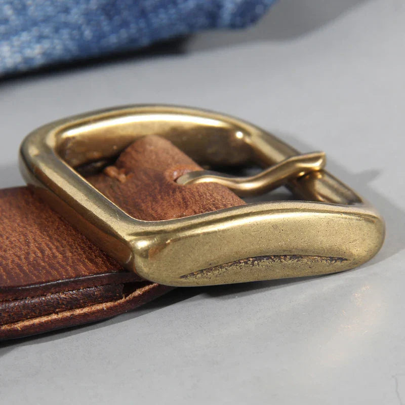 Leather Belt - Men's Hand Dyed Brass Buckle-Men's Belt-Chaps London-Chaps London