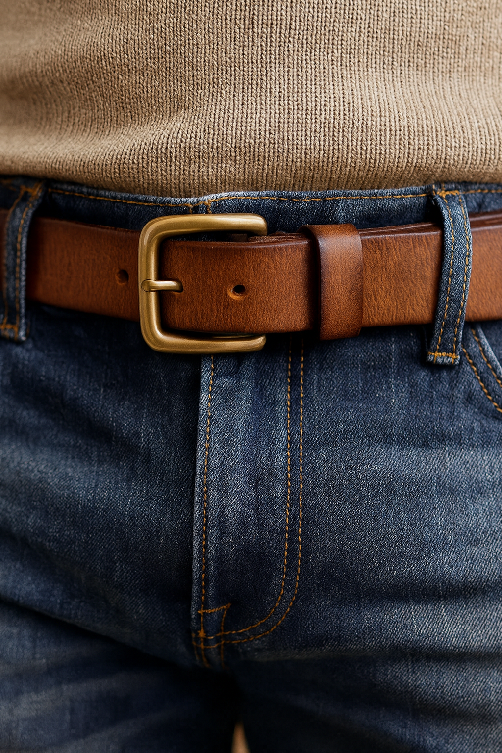 Leather Belt - Men's Hand Dyed Brass Buckle-Men's Belt-Chaps London-Chaps London