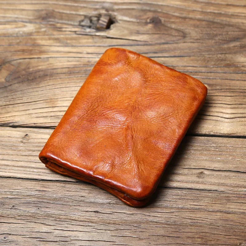 Leather Wallet - Men's Rustic Handmade Card Slots-Wallet-Chaps London-Dark Orange-Chaps London