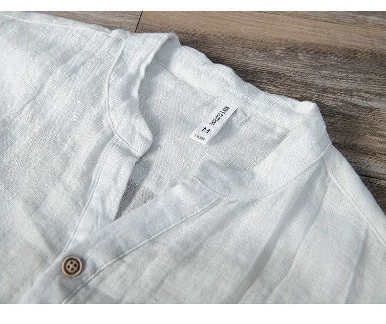 Linen Shirt - Button-Up - Lightweight - Short Sleeve Shirt - Men's Shirts-Shirts-Chaps London-Chaps London