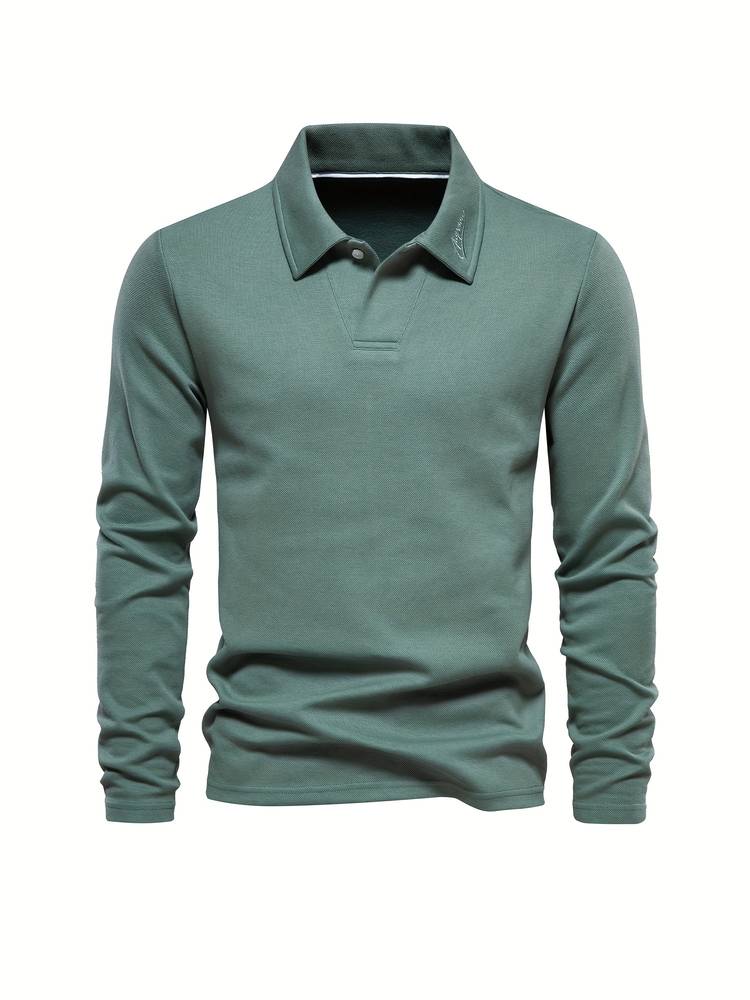 Long Sleeve Polo Shirt - Plain Collared Men's Polo-Men’s Long Sleeve Polo Shirt-Chaps London-Chaps London