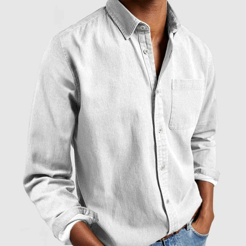 Long Sleeve Shirt - Men's Regular Fit Collared-Shirts-Chaps London-White-S-Chaps London