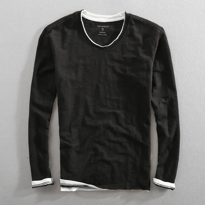 Long Sleeve T-Shirt | Basic | Casual | Long Sleeve Shirts | Men's Clothing-T-Shirts-Chaps London-Black-S-Chaps London