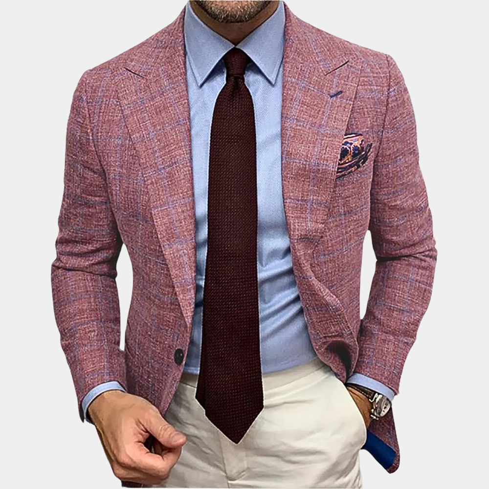 Men's Blazer | Stylish | Single Breasted | Suit Jacket | Men's Clothing-Chaps London-Red-M-Chaps London