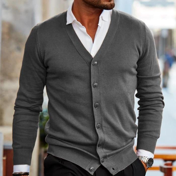 Men's Cardigan - V-Neck - Button-Up - Knit Cardigan - Cardigan Sweater-Chaps London-Chaps London