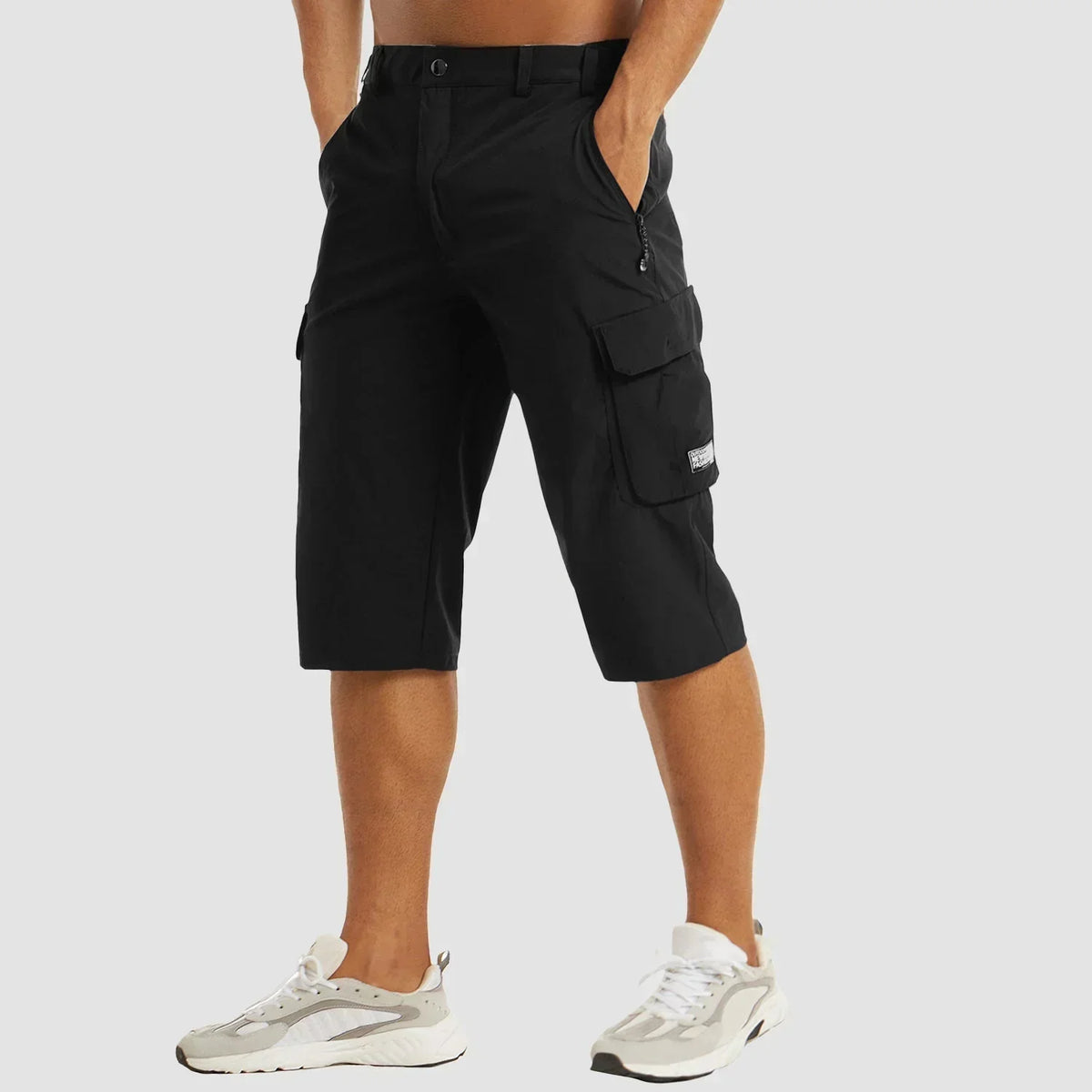 Men's Cargo Pants | Casual | Pockets | Cargo Shorts | Men's Pants-Cargo Shorts-Chaps London-Black-M-Chaps London