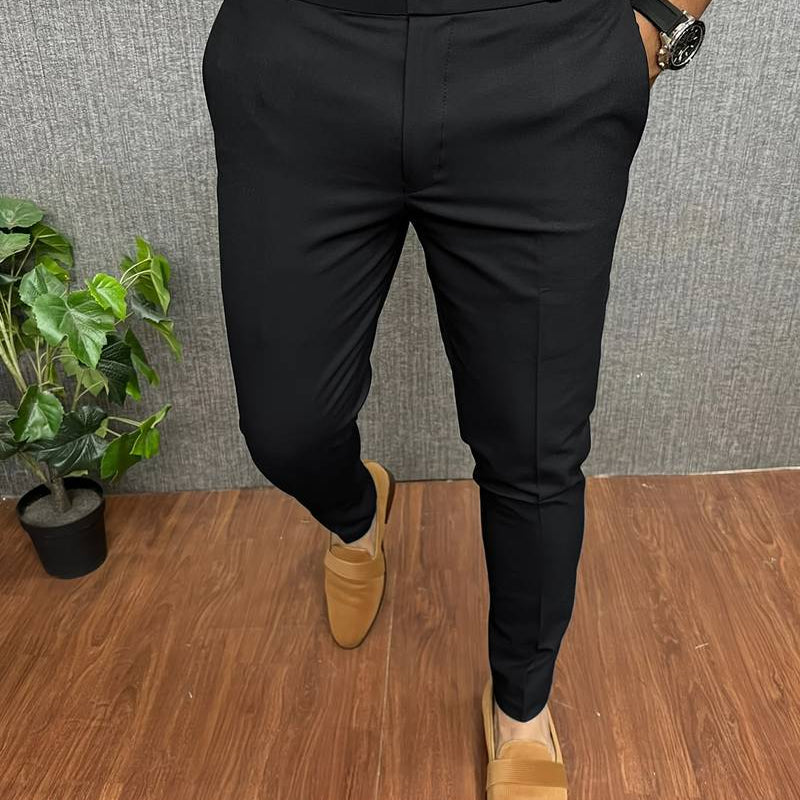 Men's Chinos | Classic | Slim Fit | Chino Pants | Men's Trousers-Chaps London-Black-S-Chaps London