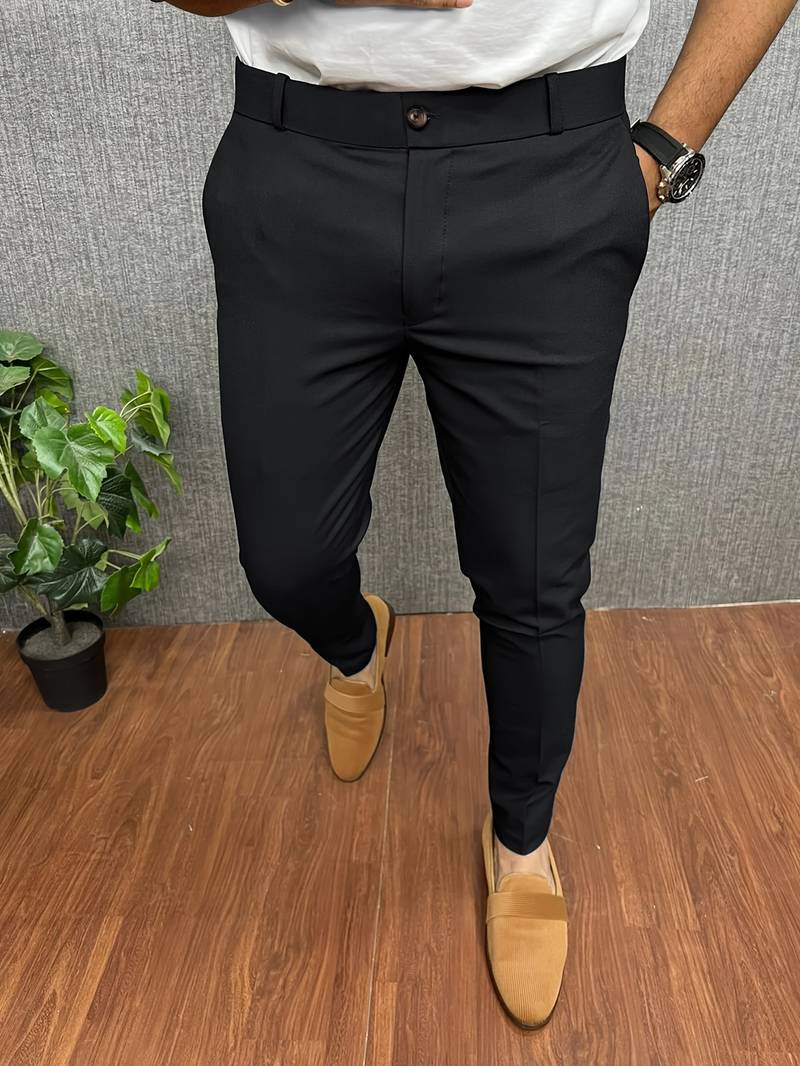 Men's Chinos | Classic | Slim Fit | Chino Pants | Men's Trousers-Chaps London-Black-S-Chaps London
