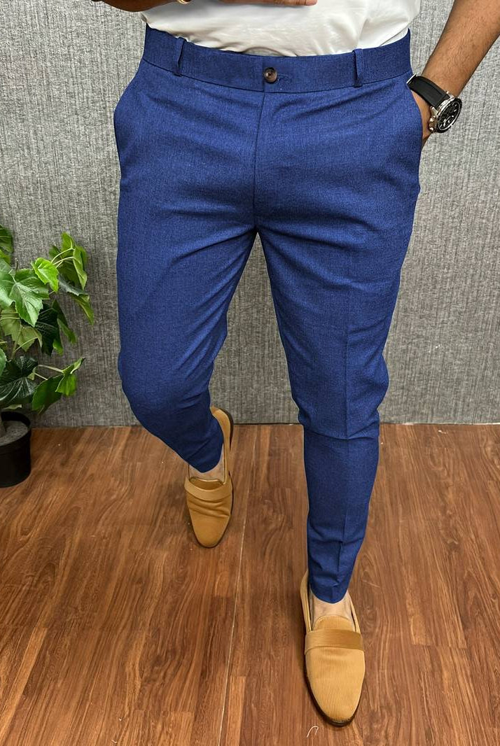 Men's Chinos | Classic | Slim Fit | Chino Pants | Men's Trousers-Chaps London-Blue-S-Chaps London
