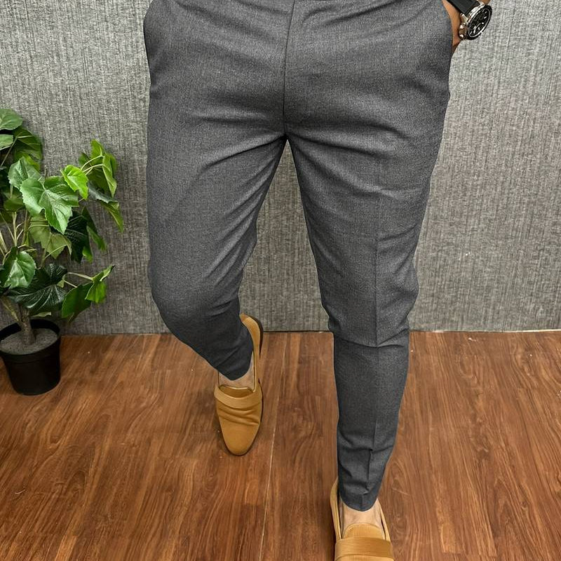 Men's Chinos | Classic | Slim Fit | Chino Pants | Men's Trousers-Chaps London-Dark Grey-S-Chaps London
