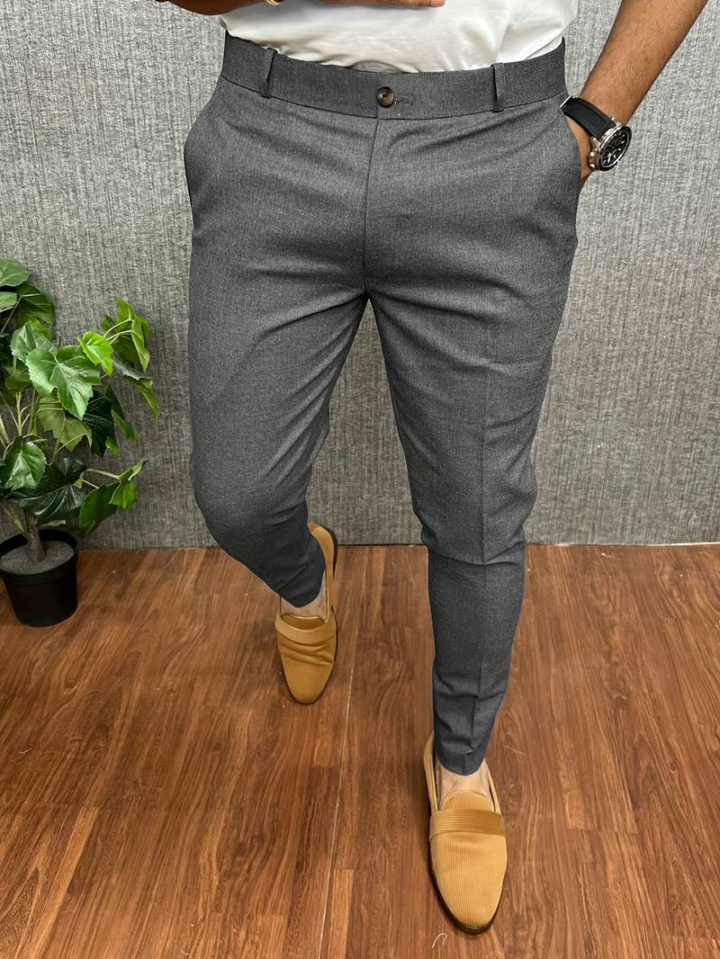 Men's Chinos | Classic | Slim Fit | Chino Pants | Men's Trousers-Chaps London-Dark Grey-S-Chaps London