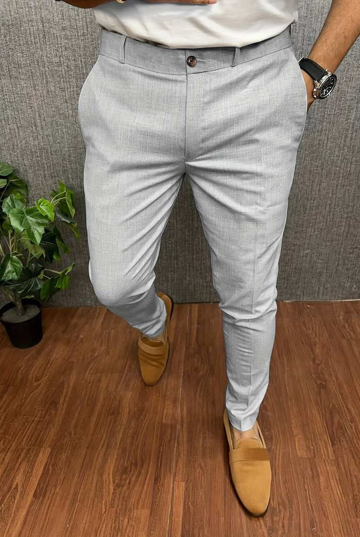 Men's Chinos | Classic | Slim Fit | Chino Pants | Men's Trousers-Chaps London-Grey-S-Chaps London