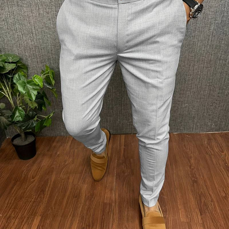 Men's Chinos | Classic | Slim Fit | Chino Pants | Men's Trousers-Chaps London-Grey-S-Chaps London