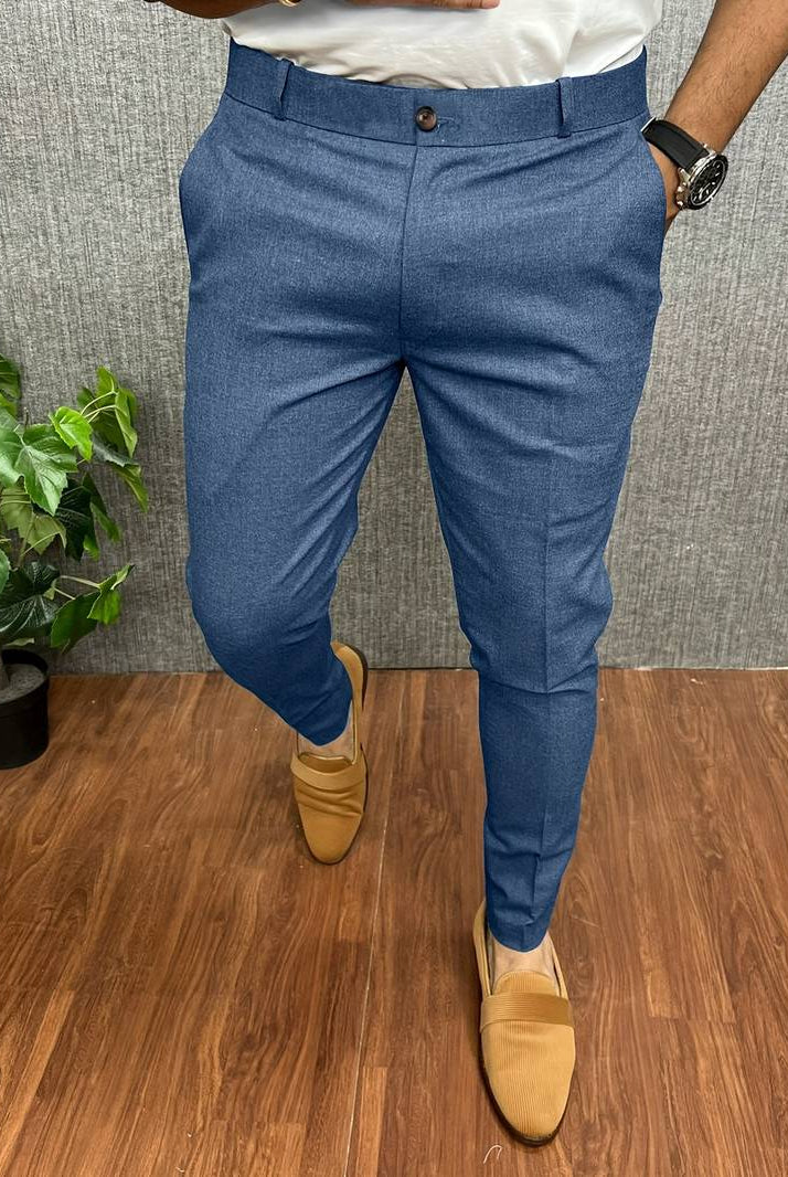 Men's Chinos | Classic | Slim Fit | Chino Pants | Men's Trousers-Chaps London-Light Blue-S-Chaps London