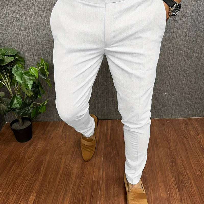 Men's Chinos | Classic | Slim Fit | Chino Pants | Men's Trousers-Chaps London-White-S-Chaps London