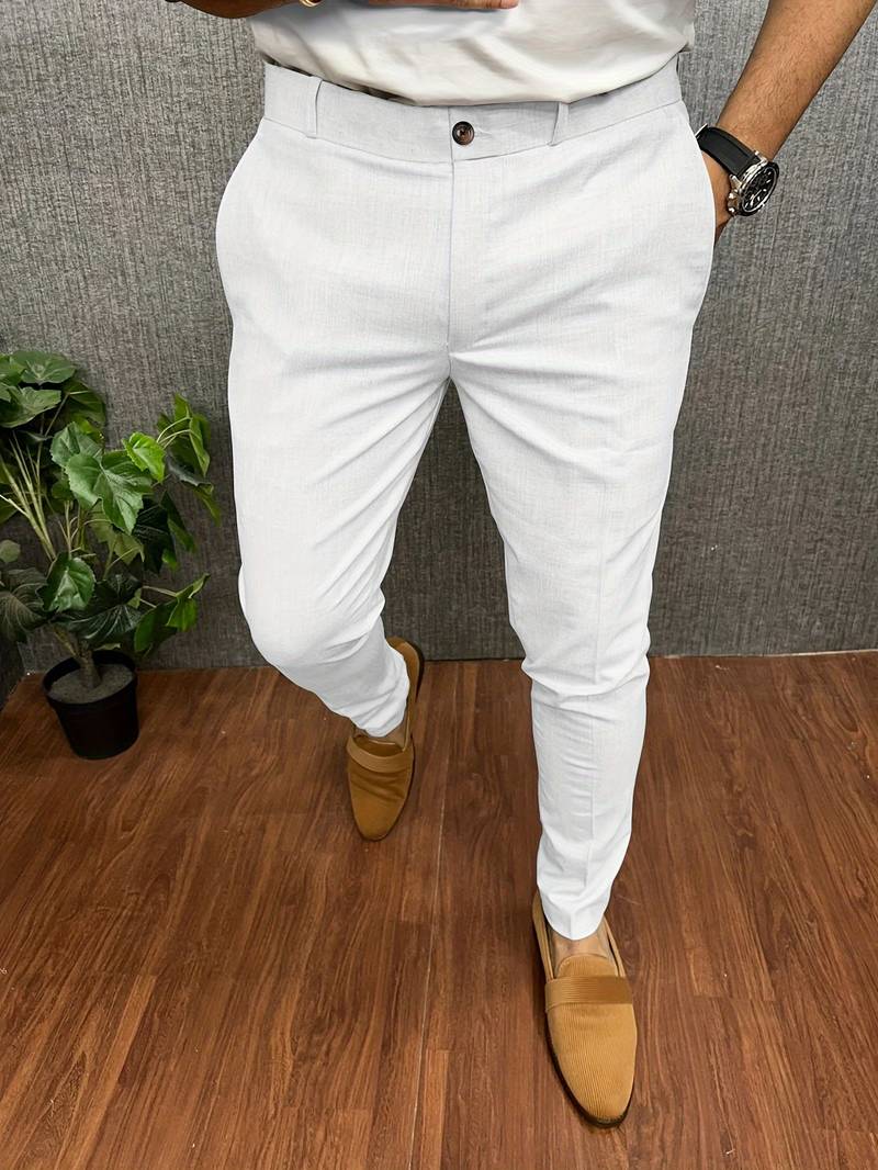 Men's Chinos | Classic | Slim Fit | Chino Pants | Men's Trousers-Chaps London-White-S-Chaps London