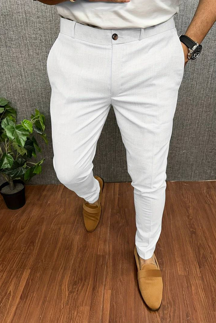 Men's Chinos | Classic | Slim Fit | Chino Pants | Men's Trousers-Chaps of London-White-S-Chaps of London
