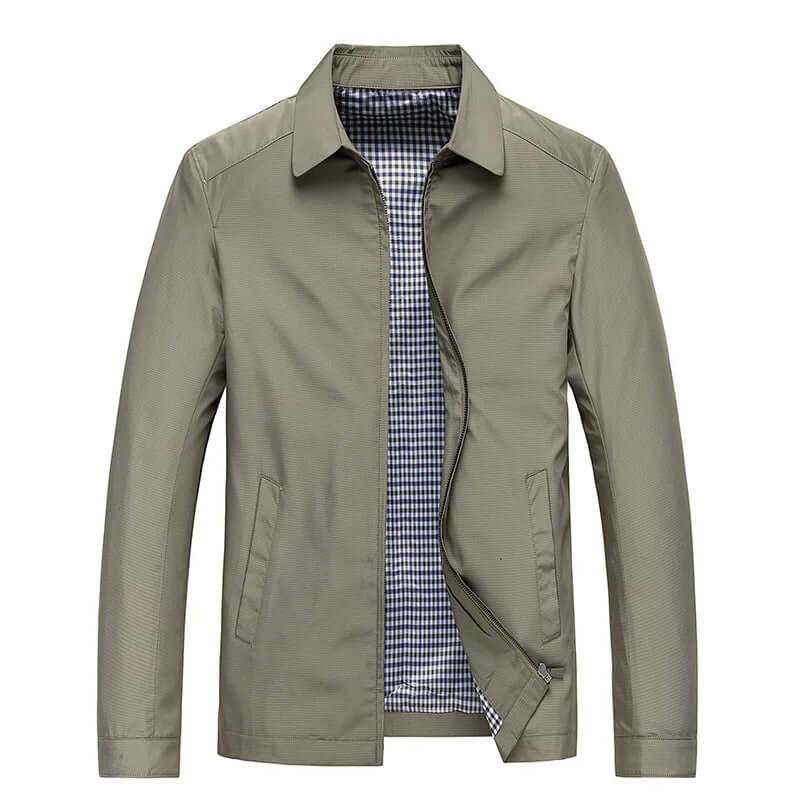 Men's Jacket - Zip-Up - Lightweight - Harrington Jacket - Windproof Jacket-Coats & Jackets-Chaps London-Beige-M-Chaps London