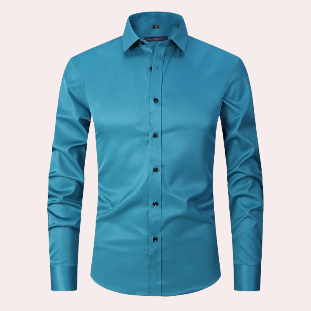Men's Non Iron Shirt | Stretch | Slim Fit | Dress Shirt | Button-Up Shirt-Dress Shirts-Chaps London-Light Green-S-Chaps London