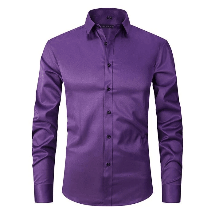 Men's Non Iron Shirt - Wrinkle Free - Button-Up - Dress Shirt - Oxford Shirt-Chaps London-Purple-S-Chaps London