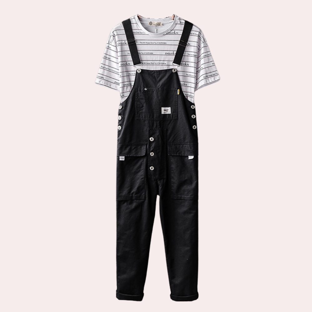 Men's Overalls | Cargo | Pockets | Dungarees | Men's Clothing-Cargo Pants-Chaps London-Black-M-Chaps London