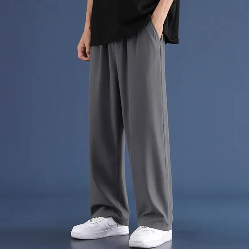 Men's Pants | Casual | Loose Fit | Straight Leg Pants | Wide Leg Joggers-Chaps London-Dark Grey-M-Chaps London