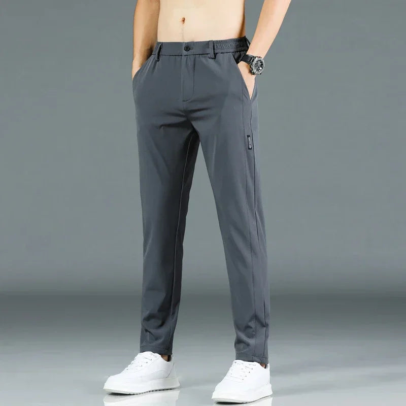 Men's Pants - Elastic Waist - Slim Fit - Casual Pants - Stretch Pants-Chaps London-Dark Gray-28-Chaps London