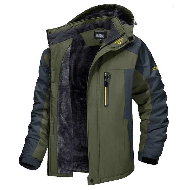 Men's Softshell Jacket - Fleece Lined - Hooded - Windbreaker Jacket - Weatherproof Jackets-Men's Jackets-Chaps London-Green-S-Chaps London