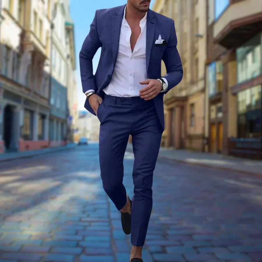 Men's Suit | Tailored | Two-Piece | Slim Fit Suit | Wedding Suits for Men-Chaps London-Dark Blue-M-Chaps London