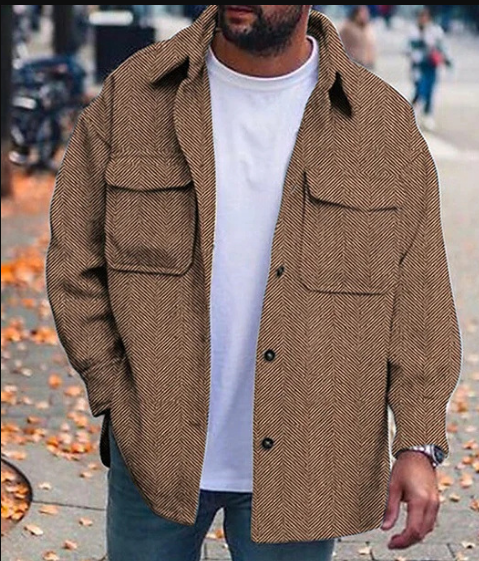 Overshirt - Buttoned - Chest Pockets - Men's Shirt - Shirt Jacket-Jackets-Chaps London-Brown-XS-Chaps London