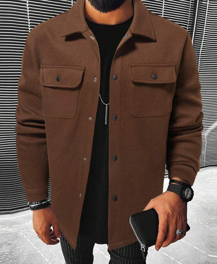Overshirt - Buttoned - Chest Pockets - Men's Shirt - Shirt Jacket-Jackets-Chaps London-Chestnut-XS-Chaps London