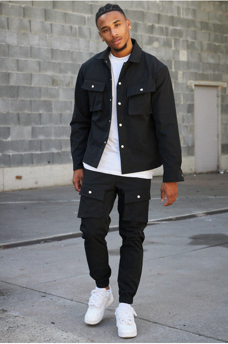 Overshirt - Men's Long Sleeve Button-Up Shirt with Breast Pockets-Chaps London-Chaps London