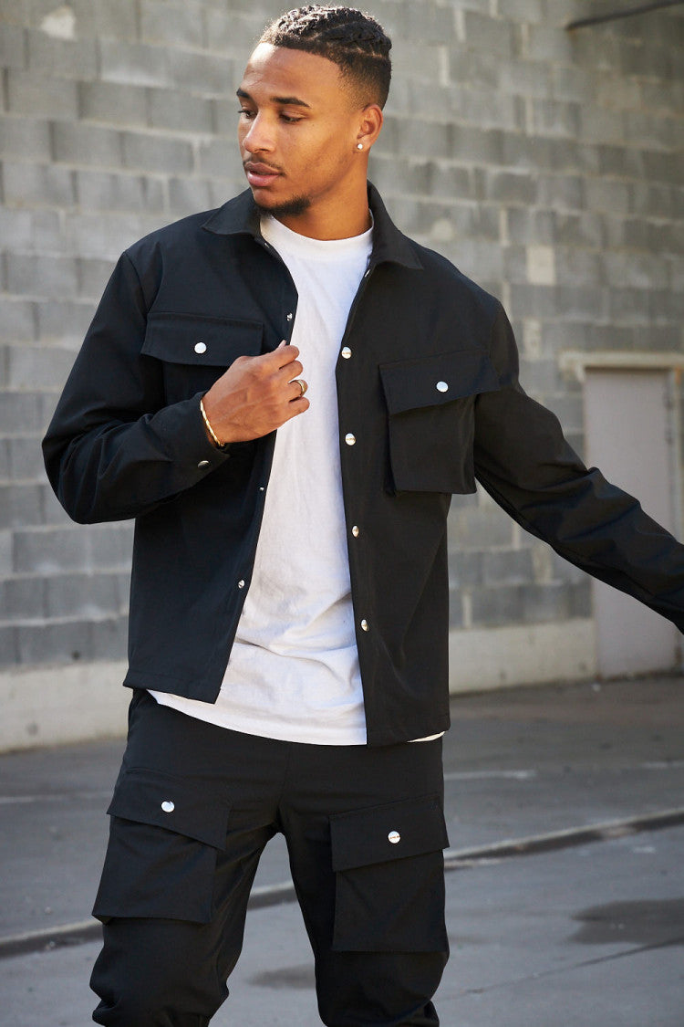 Overshirt - Men's Long Sleeve Button-Up Shirt with Breast Pockets-Chaps London-Chaps London