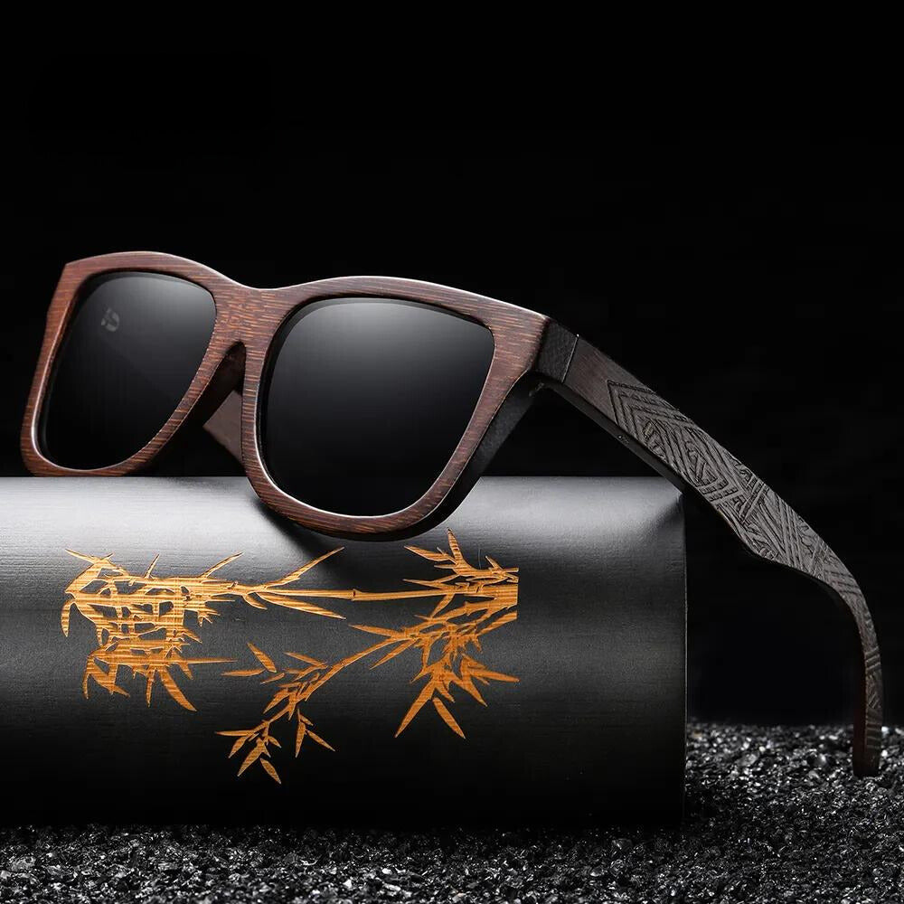 Polarised Sunglasses - Men's Bamboo Frame Wayfarer-Sunglasses-Chaps London-Black-Chaps London