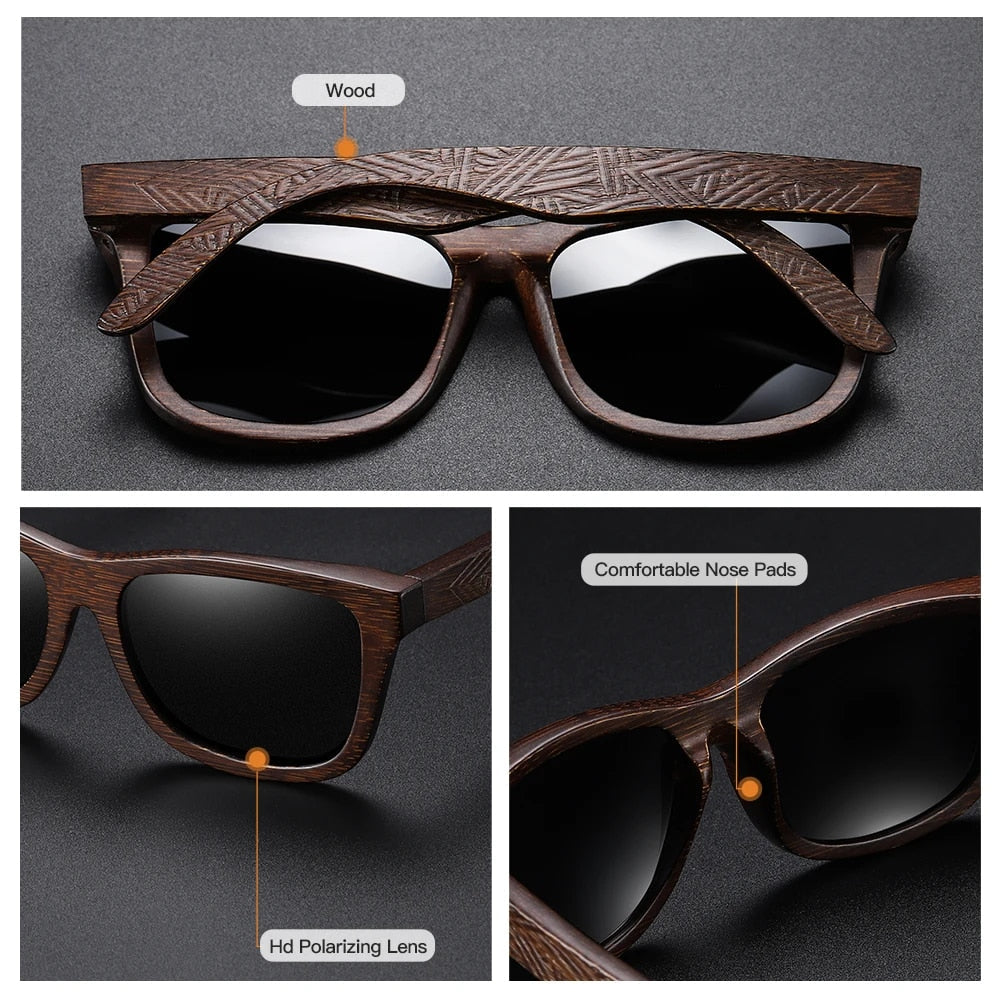 Polarised Sunglasses - Men's Bamboo Frame Wayfarer-Sunglasses-Chaps London-Chaps London