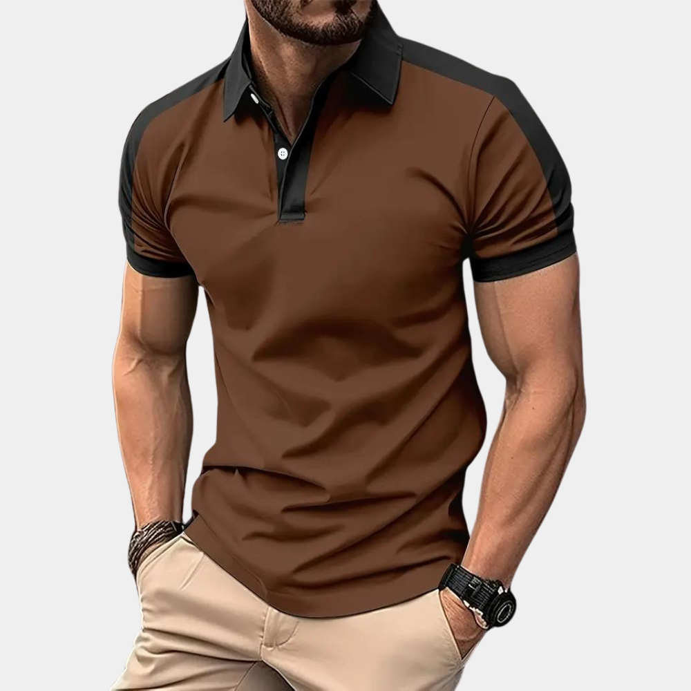 Polo Shirt | Collared | Short Sleeve | Polo T-Shirt | Men's Clothing-Men Summer Shirt-Chaps London-Brown-S-Chaps London