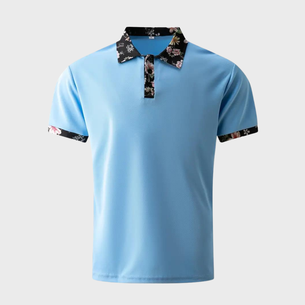 Polo Shirt - Men's Floral Print Short Sleeve-Men Summer Shirt-Chaps London-Chaps London