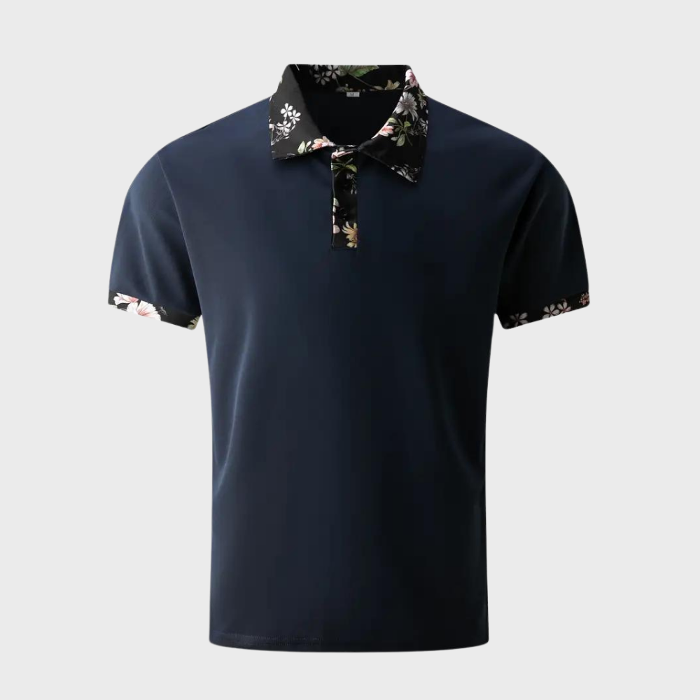 Polo Shirt - Men's Floral Print Short Sleeve-Men Summer Shirt-Chaps London-Chaps London