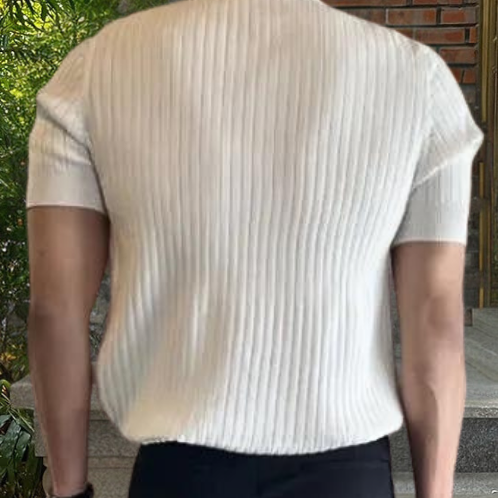 Polo Shirt - Men's Knit V Neck Short Sleeve-Men Summer Polo-Chaps London-Chaps London
