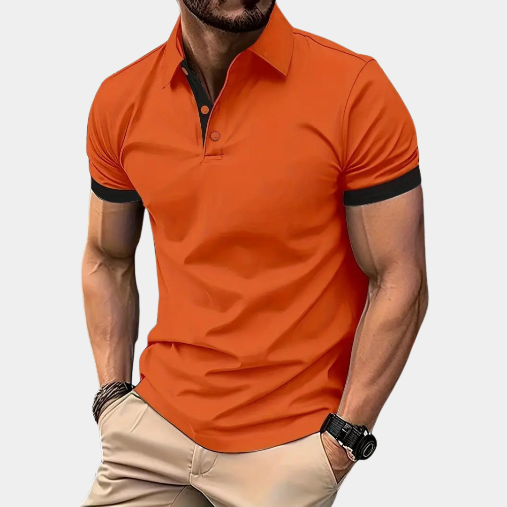 Polo Shirt - Men's Orange Short Sleeve Collared-Polos-Chaps London-Orange-S-Chaps London
